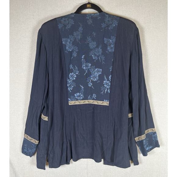 VTG Spencer Alexis Maxi Dress 2 Pc Set Kimono Topper Women 10 Velvet Dark Blue - Picture 15 of 16